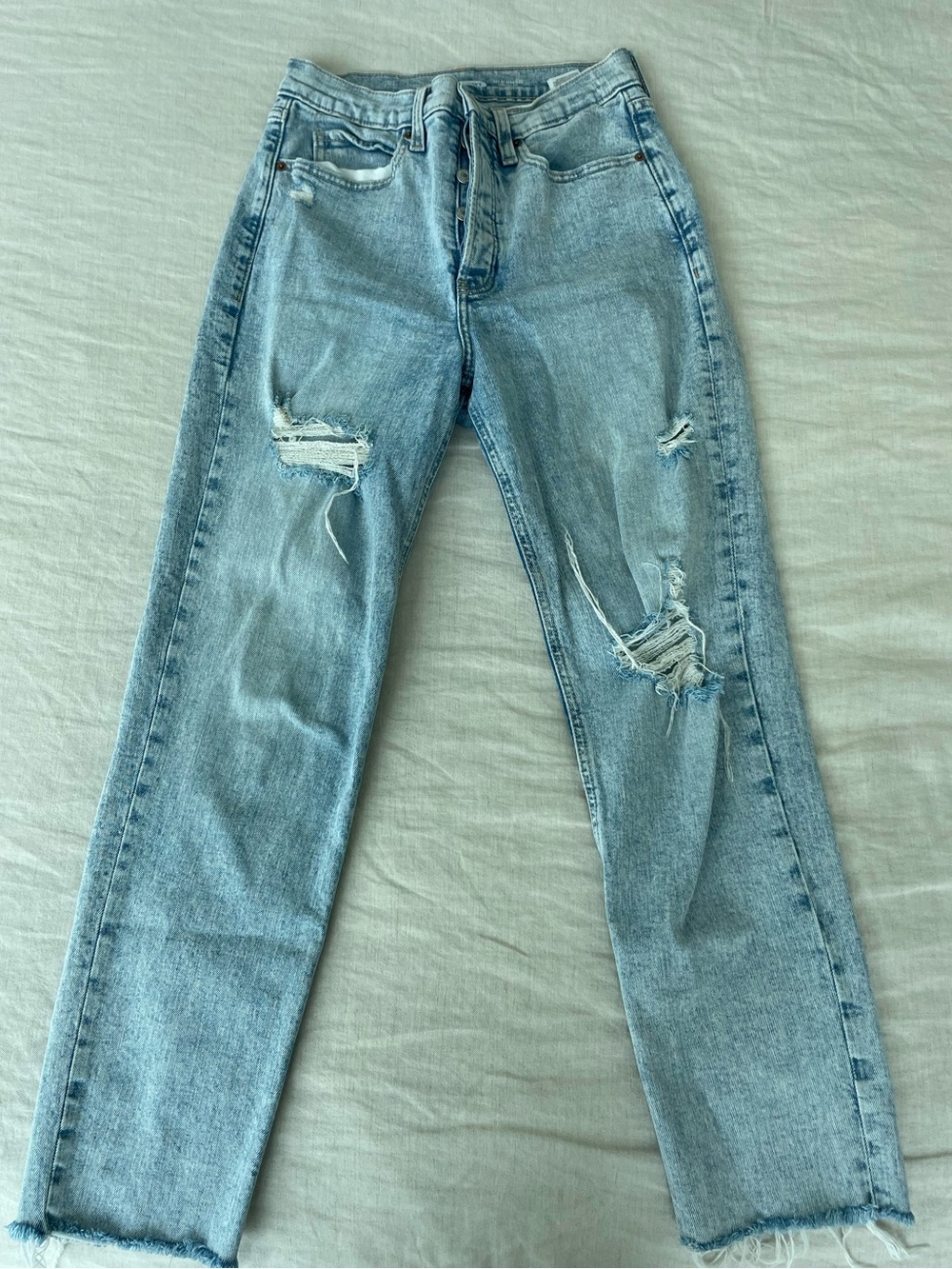 Old Navy Light Wash Distressed Straight Leg Jeans